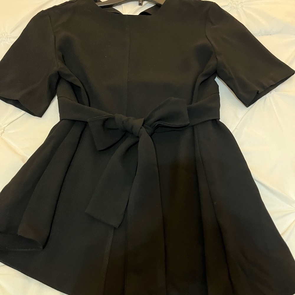 Zara black front tie blouse.